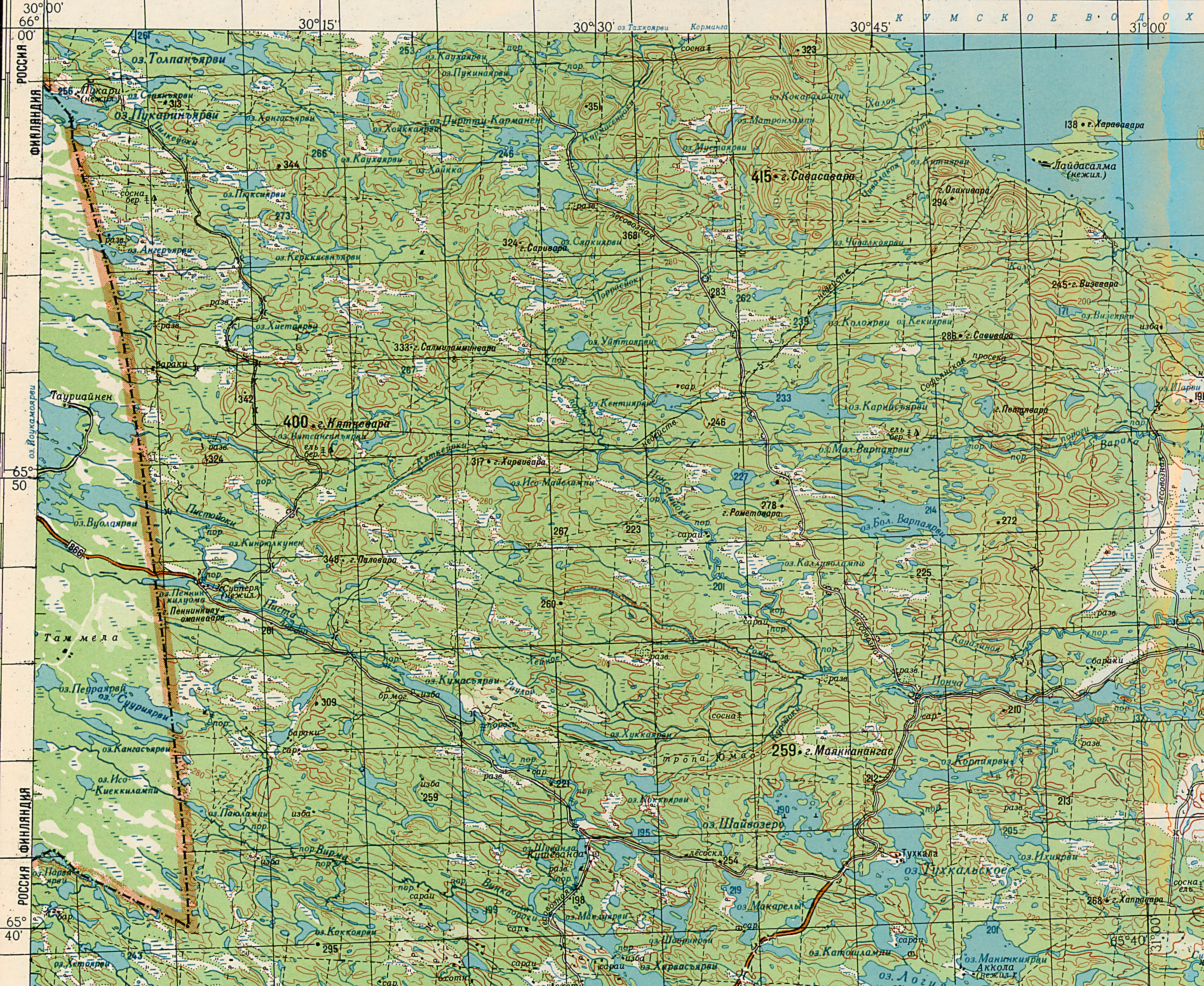 Карта карелии 500 метровка