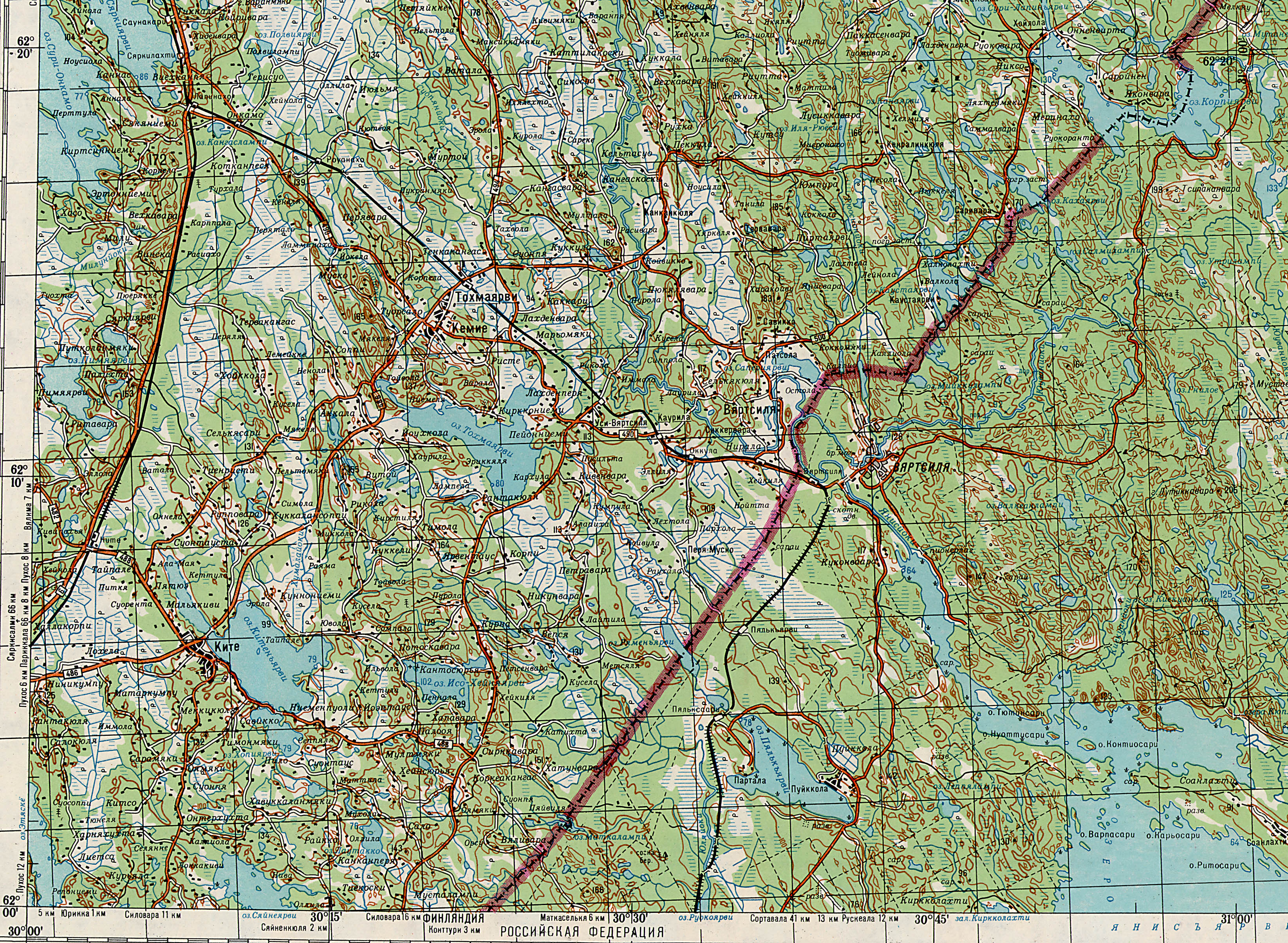 Топографическая карта Карелии