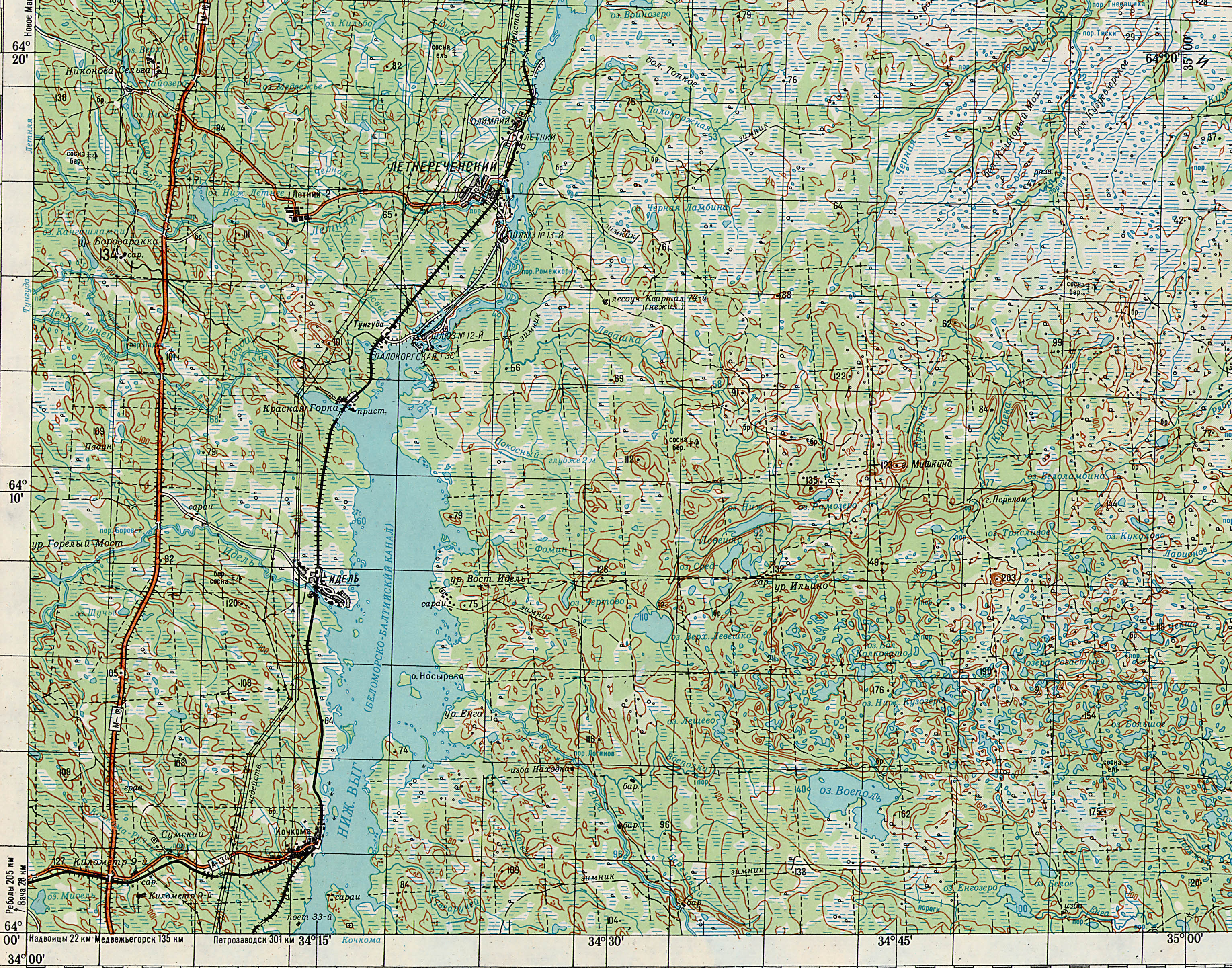 Карта беломорского района подробная с названиями озер